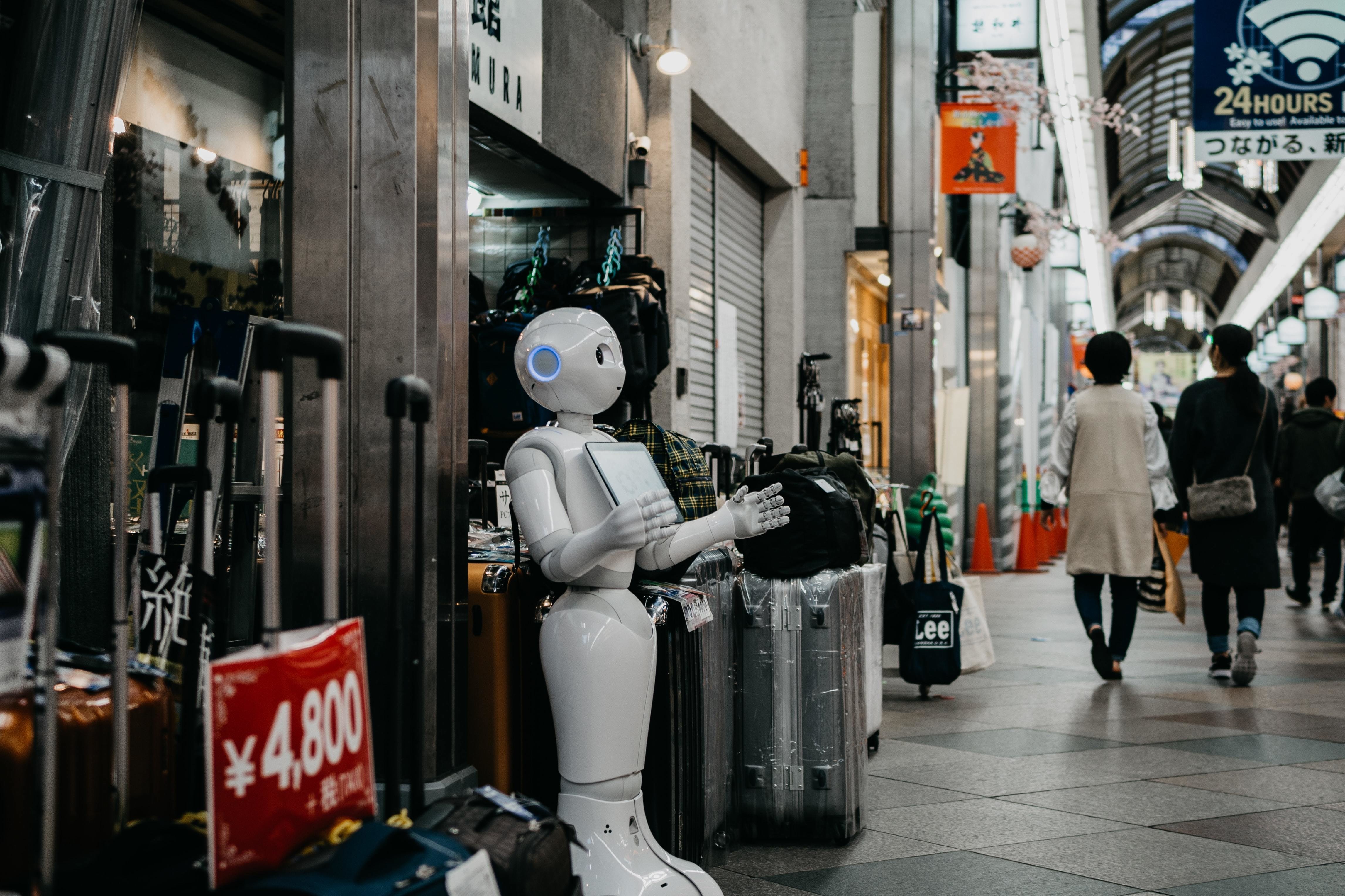 An artificial intelligence robot at a mall in Japan.